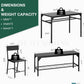 Kitchen Table Chairs Set of 4, Dining Table Set for 4 with Bench and Chairs, 4 Pieces Kitchen Table Set with Storage Rack & Metal Frame for Small Space, Solid Black