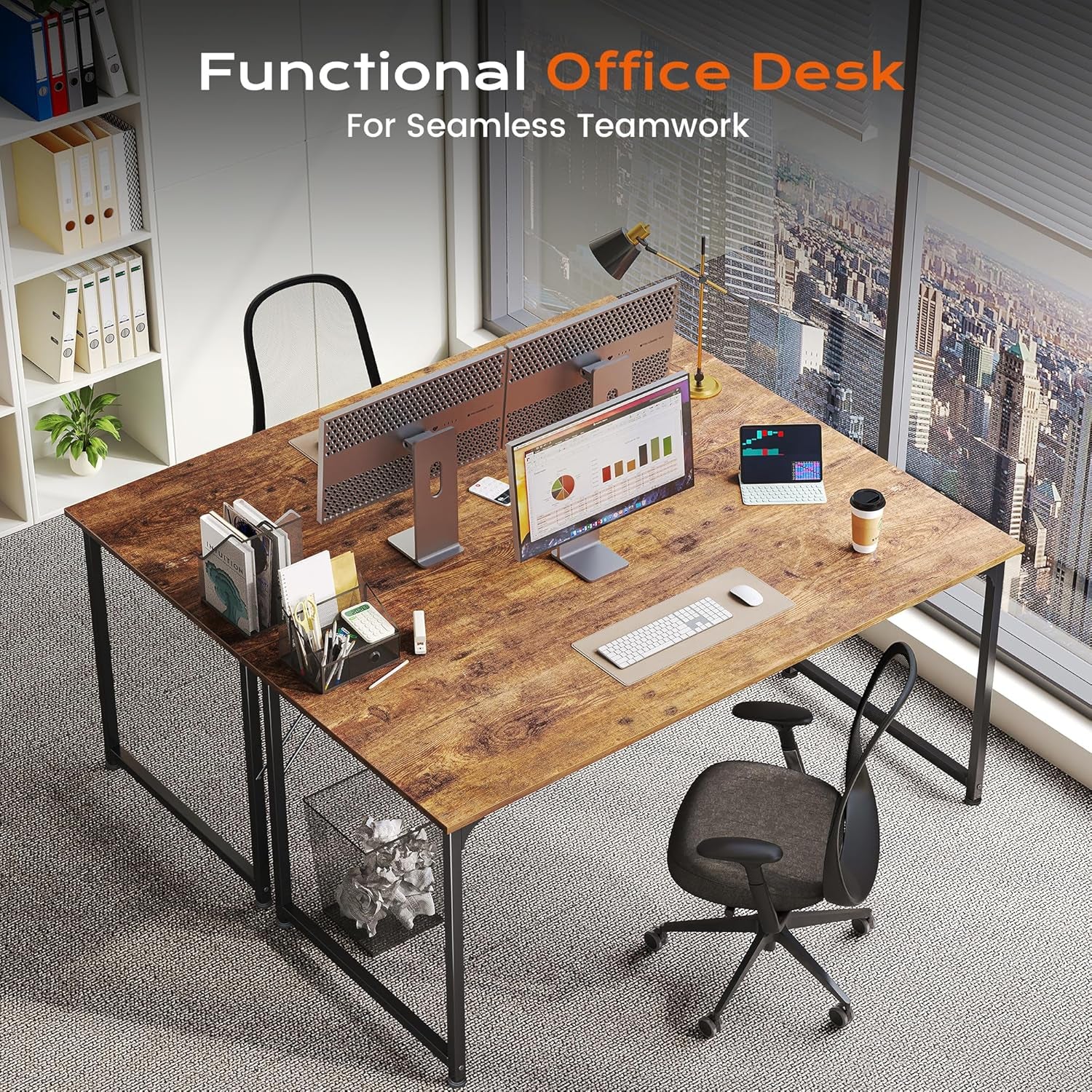 47 X 24 Inch Computer Desk with Deeper Desktop, Gaming Office Writing Work Desk for Home Office, Study, Bedroom, Work from Home, Metal Frame, Rustic Brown