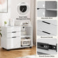 Lateral File Cabinet with 3 Drawers Rolling Filing Cabinets under Desk Storage Printer Stand Wood Organizer with Wheels Adjustable Shelf for Office Home Small Space, White