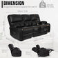 Home Theater Seating,Rv Recliner Sofa with Massage and Heat,Manual RV Recliner Loveseat with Usb/Cup Holders and Side Pocket for Living Room,3 Seater Black