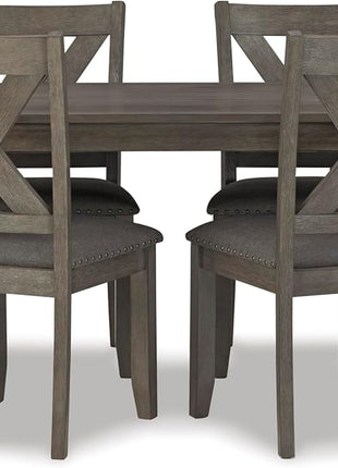 Caitbrook Rustic 7-Piece Dining Set by Signature Design by Ashley - Rectangular Table with Six X-Back Upholstered Chairs in Gray
