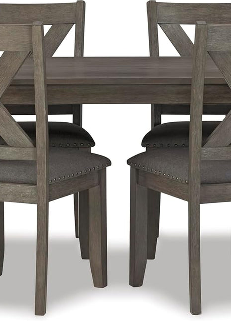 Caitbrook Rustic 7-Piece Dining Set by Signature Design by Ashley - Rectangular Table with Six X-Back Upholstered Chairs in Gray