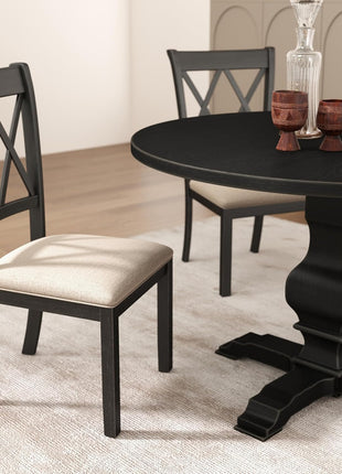 Windvale Set of 2 Black Fabric Upholstered Dining Chairs