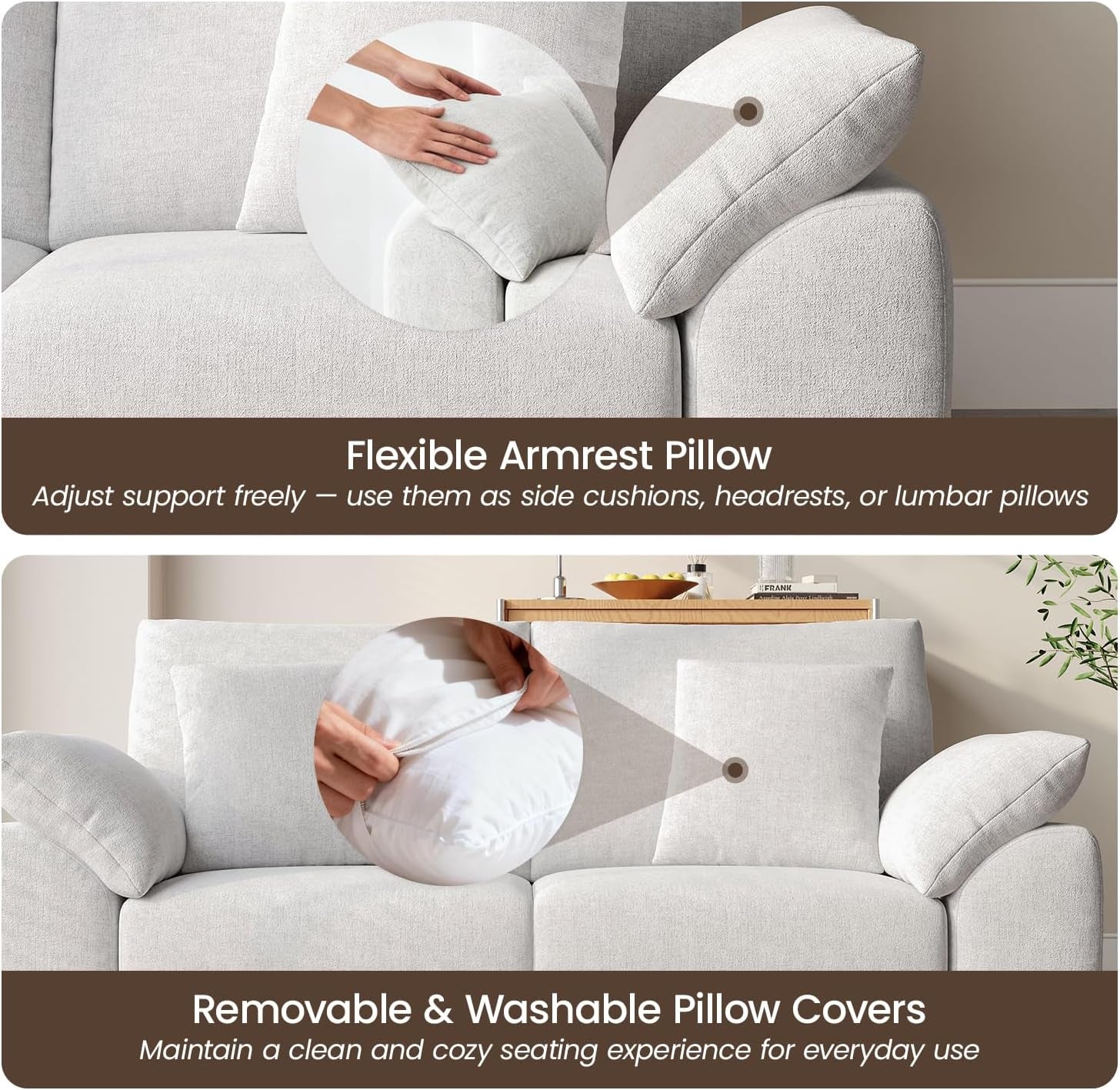 75.6" Modern Loveseat Sofa for Living Room, Cloud Boneless Couches with 4 Pillows, Mid Century Loveseat Couches for Small Place, No Assembly Required, Camel