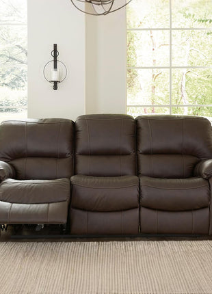Signature Design by Ashley Leesworth Power Reclining Sofa with USB, Leather and Faux Leather, Zero Wall Design, 88-Inch Width Living Room Seating