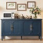 59" Buffet Cabinet with Storage, Vintage Sideboard with Adjustable Shelves & Carved Handle, Mid Century Modern Painted Credenza Coffee Bar for Kitchen, Dining Room, Navy Blue