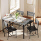 Dining Table Set for 4, Wood Kitchen Table with Upholstered Chairs for Kitchen Room and Small Spaces, Grey