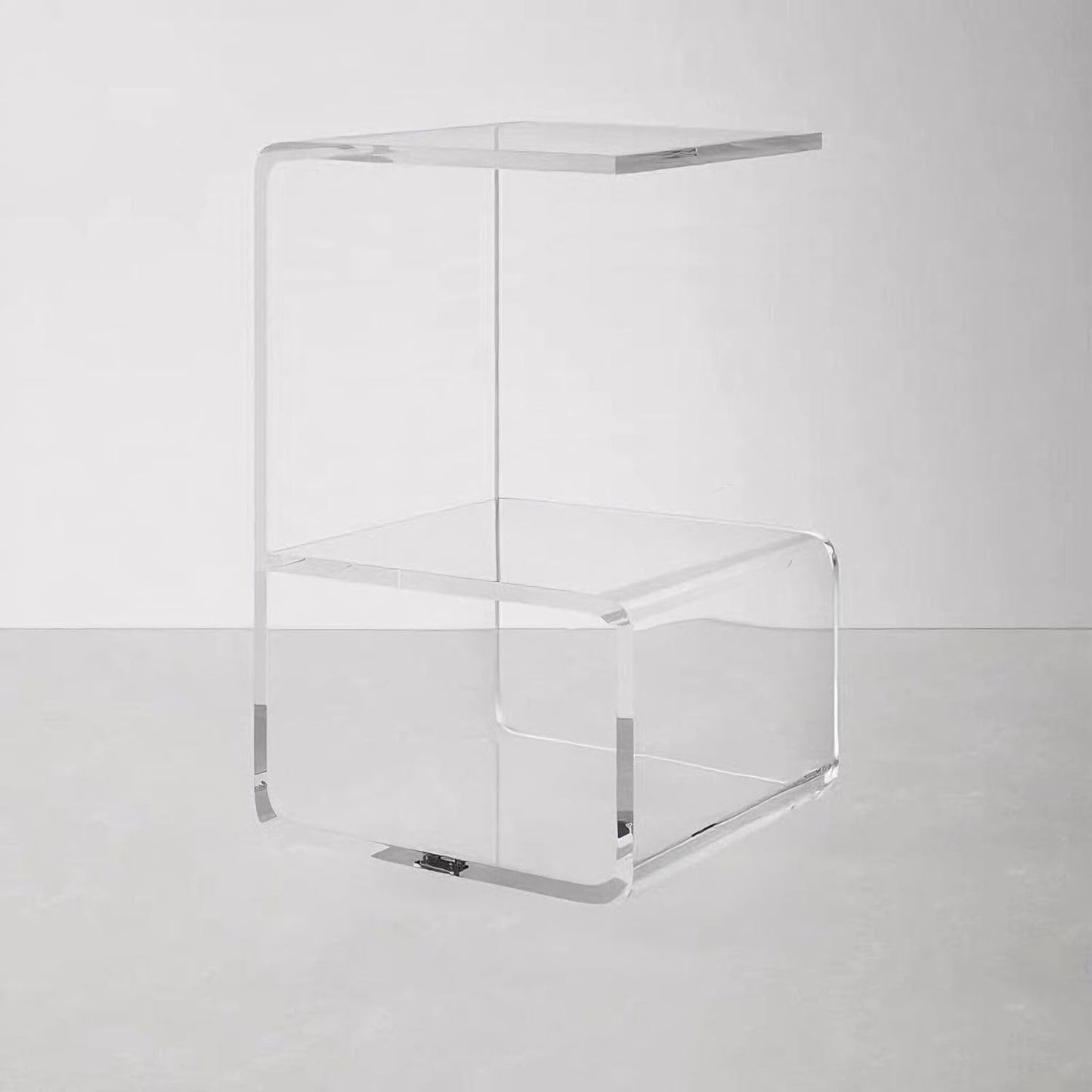 Acrylic End Table for Nightstand,21" H C-Shaped End Table for Living Room,Bedside Table for Bedroom.Side Tables for Living Room for Small Spaces,Clear