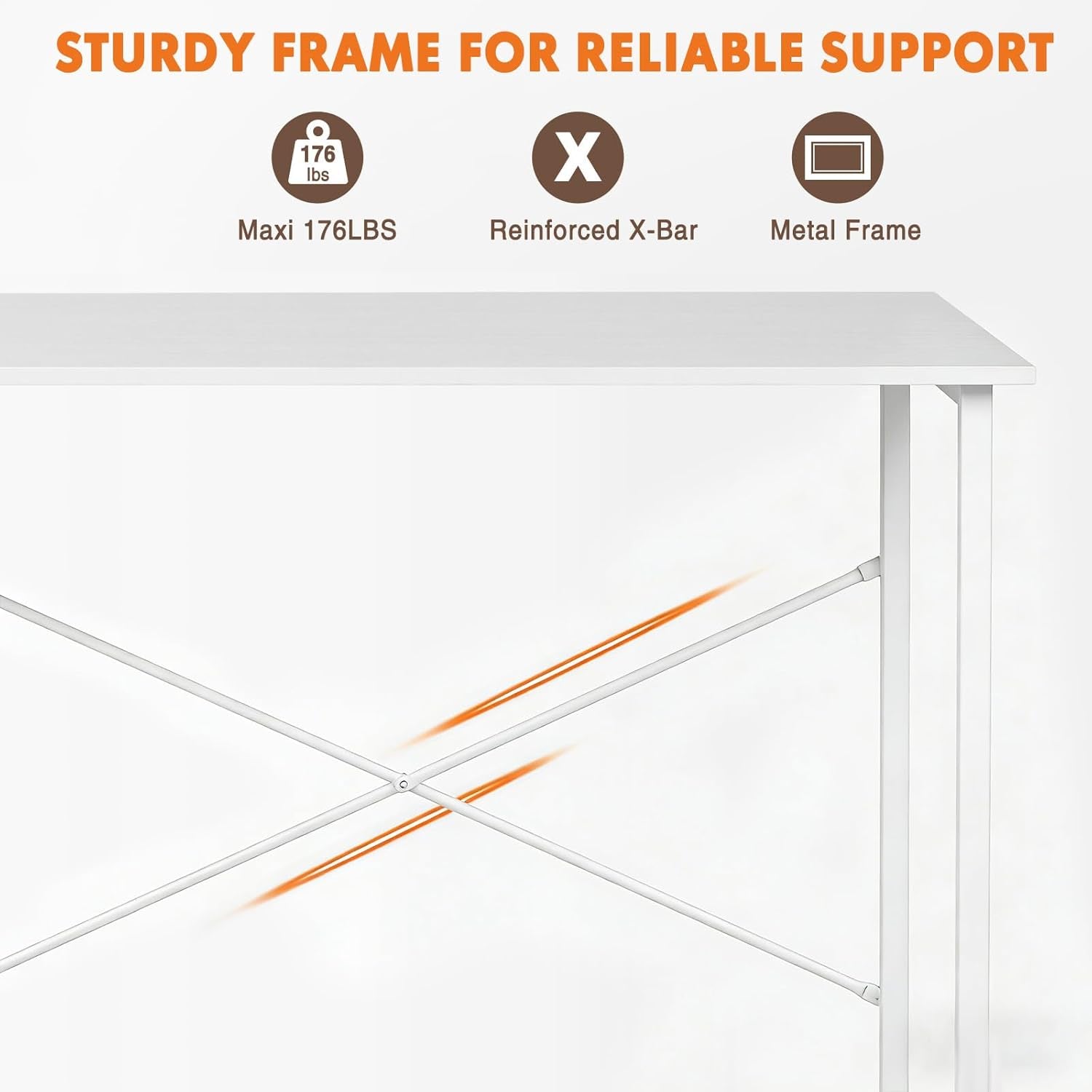 Computer Small Desk, 32 Inch Office Writing Work Study Student Home Bedroom Table with Metal Frame Wooden Tabletop No Wheels - White Wood