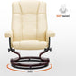 Manual Swivel Recliner with Ottoman, Chair Ottoman Set for RV Small Spaces, Living Room, Bedroom, Office 9019 4919 (Faux Leather, Cream White)