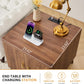 Fluted End Table with Charging Station, 2 Door Side Table with Storage, Mid Century Modern Nightstand for Bedroom Bedside, Living Room Couch Sofa, Office, Desk Side Table for Small Spaces-Walnut