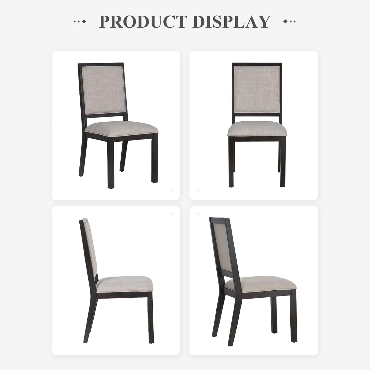 Upholstered Dining Chairs Set of 4, Mid Century Modern Dining Room Chairs, 19 Inch Kitchen Chairs with Back for Dining Room Restaurant, Brown