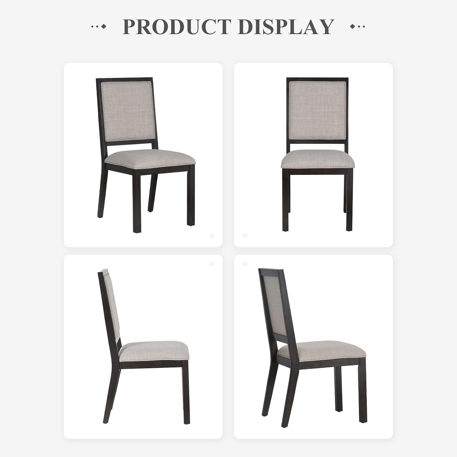 Upholstered Dining Chairs Set of 4, Mid Century Modern Dining Room Chairs, 19 Inch Kitchen Chairs with Back for Dining Room Restaurant, Brown