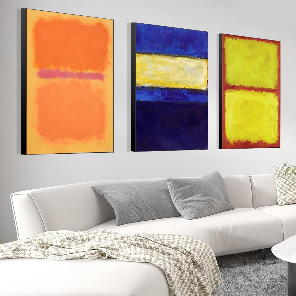 Wall Art, Canvas Frame Simple Natura Abstract World Famous Painting Prints, Large Size Paintings Set of 3 Aesthetic Wall Art Decor for Living Room Bedroom Kitchen Office