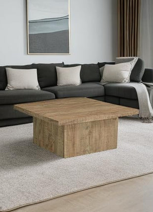 Zetta Square Cocktail Coffee Table in Rustic Farmhouse Mango Brown - Eco-Friendly Engineered Wood Laminate by Home Furnishings