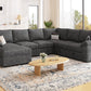 108 Inch Sectional Sleeper Sofa with Pull Out Bed, U Shaped 7 Seat Modular Sectional Sofa with Storage, Sectional Couches for Living Room, Cloud Modular Couch,Removable Sofa Cover, Dark Grey