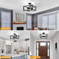 4-Light LED Ceiling Light Industrial Black Farmhouse, Semi Flush Mount Ceiling Light, Lighting for Dining Room Kitchen Hallway Island