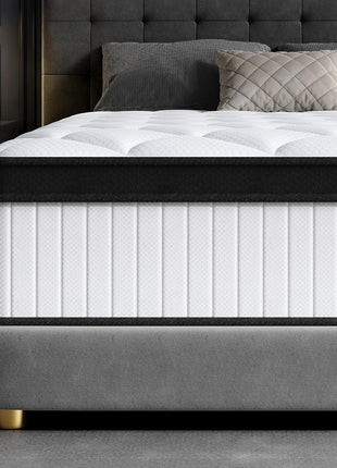 12-Inch Queen Mattress in a Box Featuring Memory Foam and Individual Pocket Springs for Superior Motion Isolation, Pressure Relief, Medium Firm Comfort, and Breathable Cooling Sleep Experience