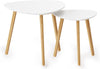 Bamboo Nesting Triangle End Table,Set of 2 Side Table Modern Minimalist Coffee Table for Living Room, Balcony in White