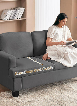 Contemporary Dark Grey 3-Seater Couch and Loveseat Set for Living Rooms, Deep Seat Sectional Sofa and Loveseat Combination
