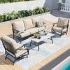 Patio Furniture Set, 4 Piece Modern Metal Outdoor Patio Furniture, 3 Seater Sofa, 2 Rocking Chairs, Coffee Table and 5.75" Extra Thick Cushion, Patio Conversation Set for Deck Backyard