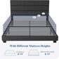 Queen Size Platform Bed Frame with Fabric Upholstered Headboard and Wooden Slats Support, Fully Upholstered Mattress Foundation/No Box Spring Needed/Easy Assembly, Dark Grey
