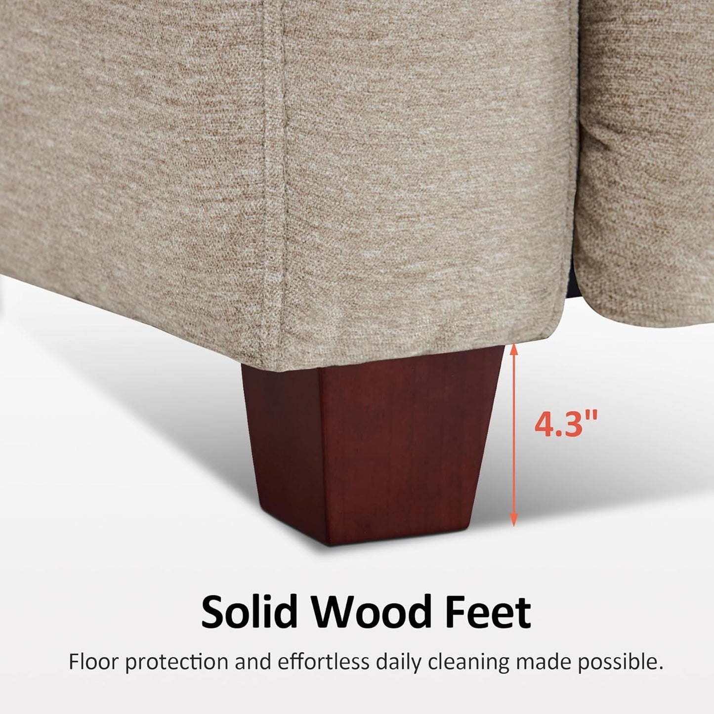 88.6'' Reclining Sofa, Wall Hugger Power Recliner Sofa with Adjustable Headrest, USB a & C Charge Ports, Wood Legs, for Living Room (Fabric, HL198M3) (Beige, 3-Seater)