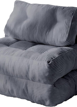 Gray Modular Convertible Floor Sofa Bed - Space-Efficient Foldable Sleeper Couch with Cushions for Compact Living Spaces