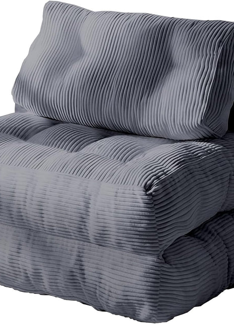 Gray Modular Convertible Floor Sofa Bed - Space-Efficient Foldable Sleeper Couch with Cushions for Compact Living Spaces
