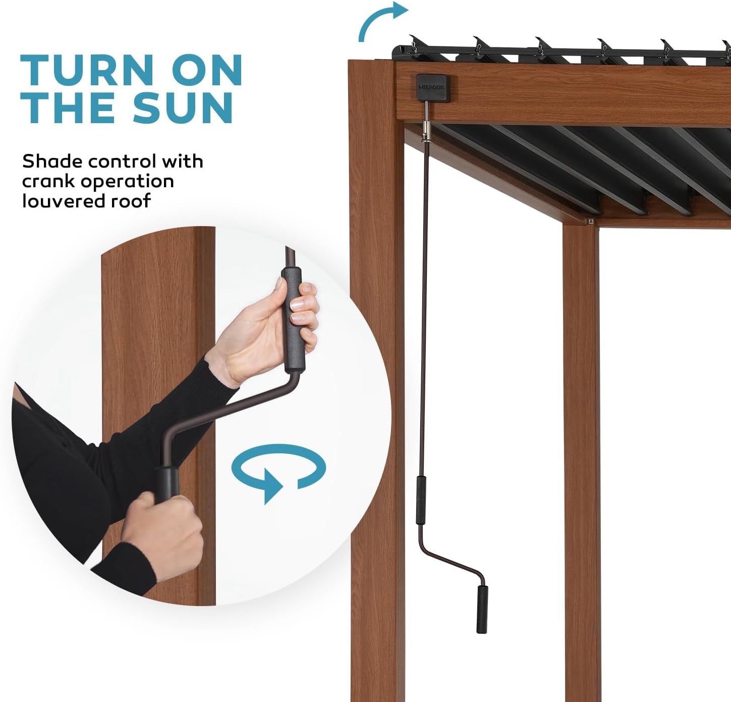 111S Takasho Louvered Pergola 10X13 Wood Grain Outdoor Aluminum Pergola with Adjustable Rainproof Roof Full Aluminum Frame Ideal for Outdoor Deck Garden Patio Durable, Cherry Oak