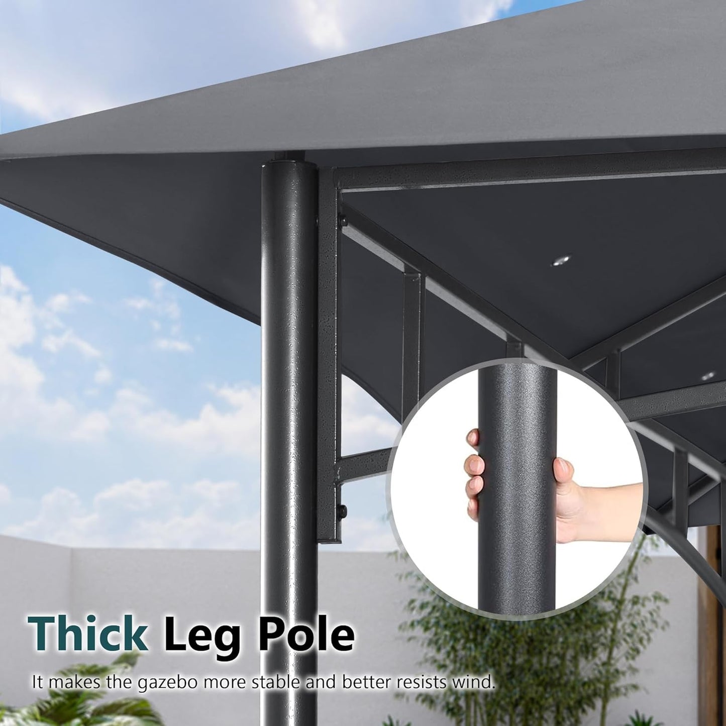 Outdoor Garden Gazebo for Patios with Stable Steel Frame and Netting Walls (10X12,Dark Gray)