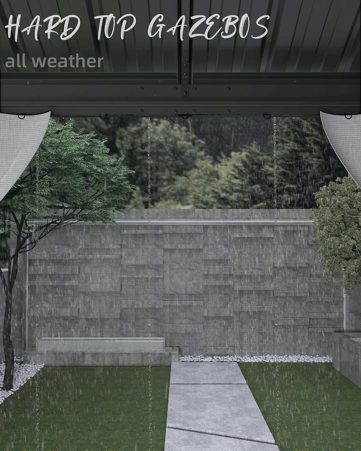 10X12 Ft Hardtop Gazebos with Heavy Duty Double Roof, Nettings and Curtains Galvanized Steel Outdoor Gazebos for Patio, Backyard, Deck, Lawn (Grey)