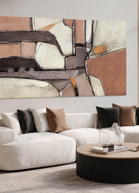 Large Framed Grey Abstract Canvas Art for Living Room, Bedroom, and Office - 24" x 48