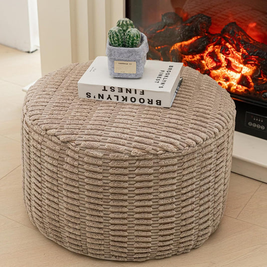 Pouf Ottoman Stuffed round Modern Foam Filled Ottoman Foot Rest Poufs for Living Room Chair Decorative Boho Foot Stool for Wedding Christmas Party