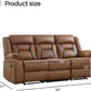 Faux Leather Manual Reclining Sofa, 3 Seat Recliner Sofa Chair, Couch Furniture for Living Room, Furniture, Meeting Room, Brown (3 Seat Sofa)