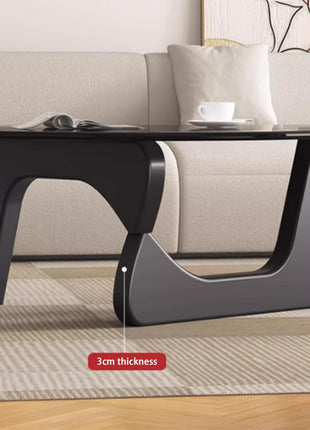 Contemporary Round Glass Coffee Table with Abstract Design, 32.68" Diameter x 22.44" Width x 15.75" Height, Black-Gray Finish for Living Room and Home Office