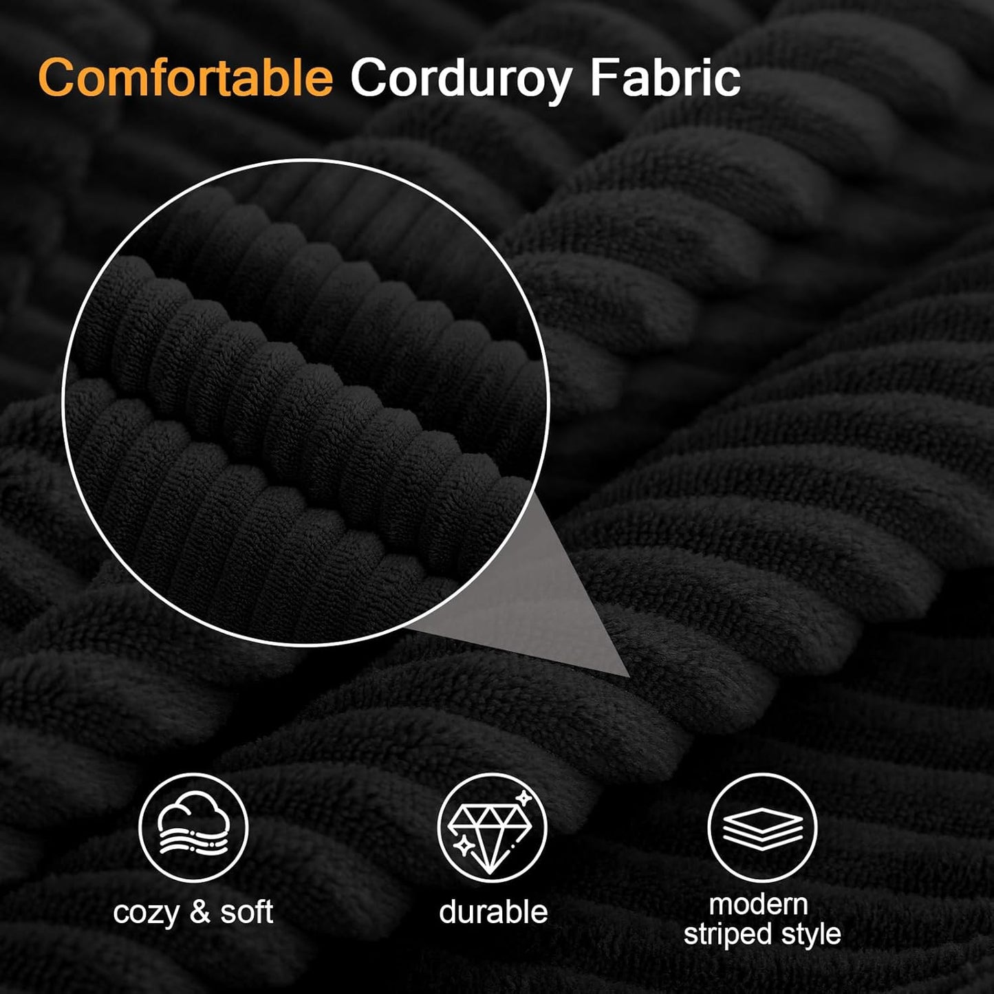 Convertible Sofa Bed – Folding Floor Couch Loveseat with Corduroy Cover & Pillows, Black | Multi‑Mode Lounger, Futon Sleeper Mattress for Living Room & Bedroom
