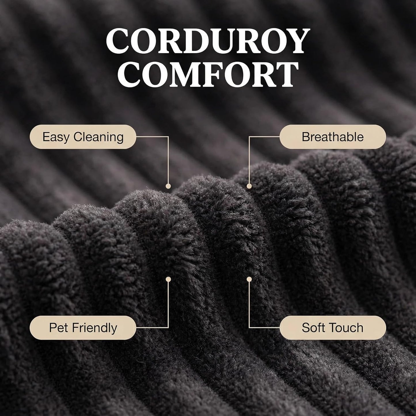 112" U Shaped Modular Sectional Sofa with 2 Ottomans, Boneless Cloud Couch with Chaise for Living Room, Modern Deep Seat Lounge Sleeper Couch Bed, No Assembly, Corduroy Black