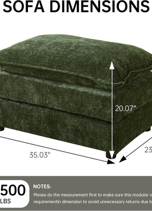35-Inch Green Cloud Chenille Ottoman for Bedroom, Living Room, and Entryway