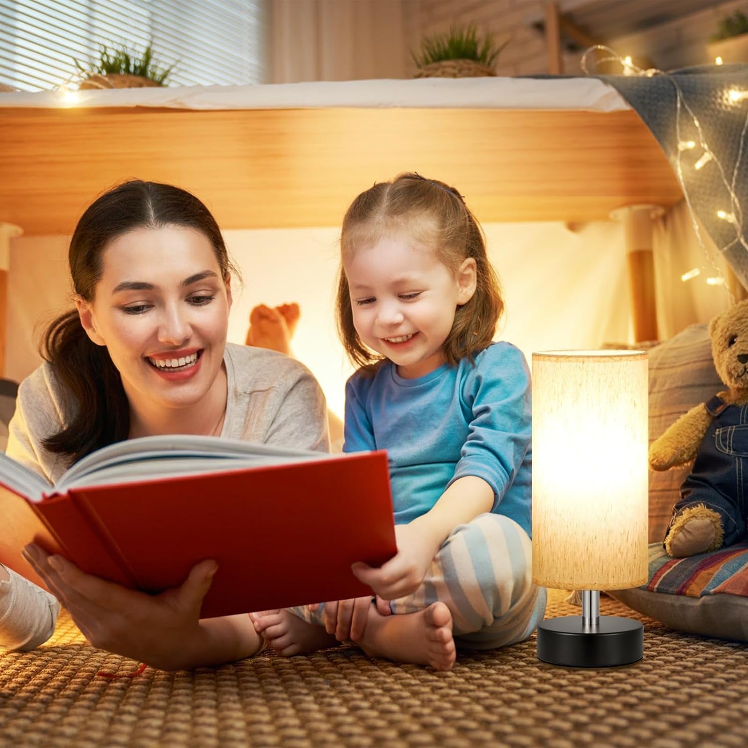 Small Table Lamp for Bedroom - Bedside Lamps for Night Stands, Minimalist Nightstand Light Lamp, Desk Lamps for Living Room, Office, Dorm