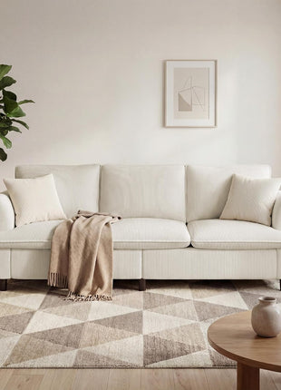 Three-Seater Corduroy Sofa, 89" Modern Couch with Deep Seat for Living Room, Office, Bedroom, and Apartment (Pillows Not Included) | Breathable, Pet-Friendly Material with Strong Support