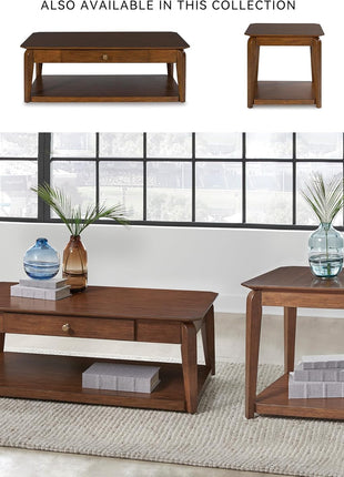 Trenmour Mid-Century Modern End Table with Open Lower Shelf in Light Brown Finish by Signature Design by Ashley