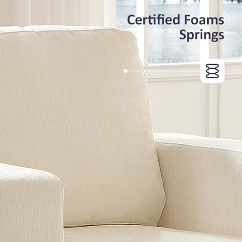 6 Seat Chenille Sectional Sofa Set for Living Room Furniture Set,3 PCS Modern Couch Set,82" Width 3 Seat Couch & Loveseat & Armchair with Solid Wood Legs and Thick Cushion(3+2+1Seat/Beige)