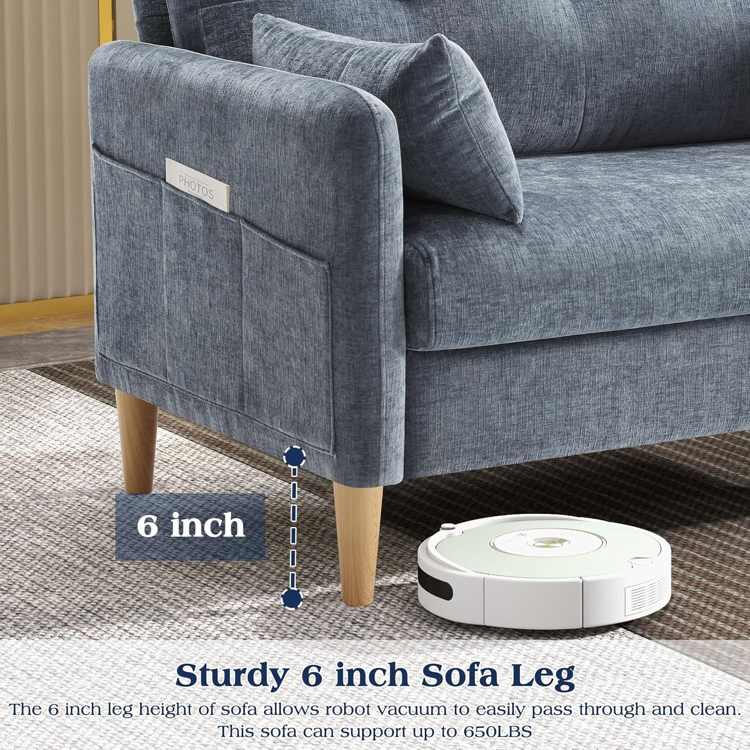 Loveseat Sofa, 47” Small Couch for Living Room, Comfy Chenille Fabric Love Seat for Bedroom with Throw Pillow,Removable Cushion Cover,Couches for Small Space,Apartment,Dorm