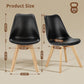 Dining Chairs Set of 4, Modern Upholstered Dining Room Chairs with PU Leather Padded Seat, Armless Kitchen Chairs with Curved Backrest and Solid Wood Legs for Dining Room, Kitchen, Apartment, Black