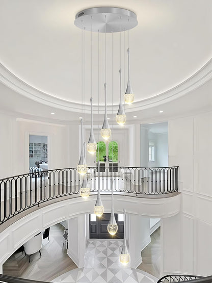 9-Lights Crystal Chandeliers for Staircase Modern Chandeliers for High Ceilings Crystal Pendant Light Fixture for Living Room Kitchen Island Foyer Hallway Bar