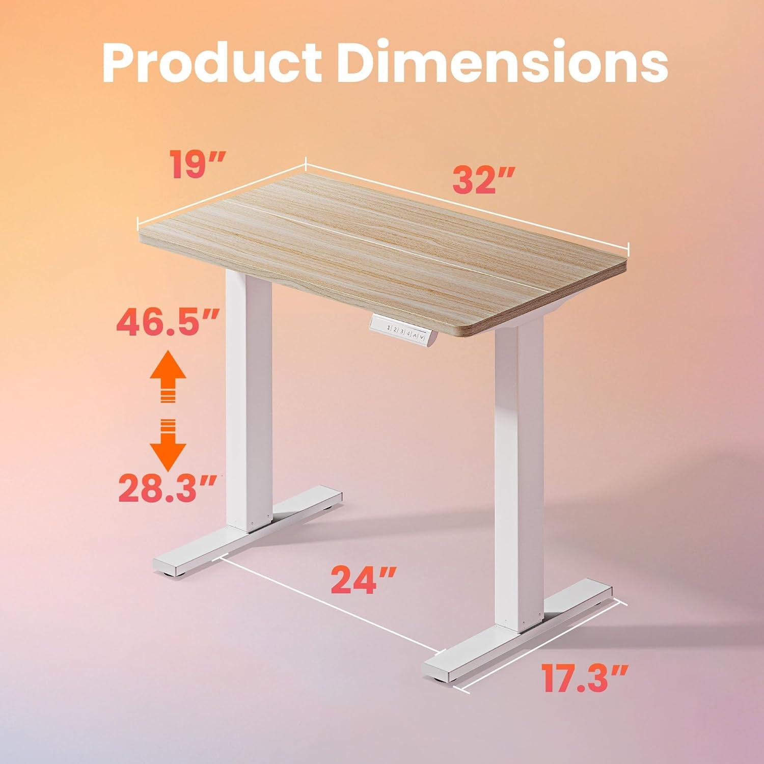 32" Small Electric Standing Desk Adjustable Height, 4 Memory Height Settings, Sit Stand up Desk for Home Office & Computer Workstation, Lightwalnut