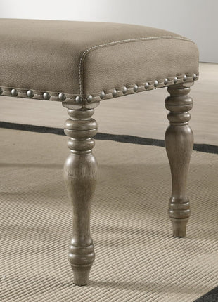Birmingham 8-Piece Dining Set: Extendable Table with 4 Side Chairs, 2 Armchairs, and Nailhead Bench in Driftwood Finish