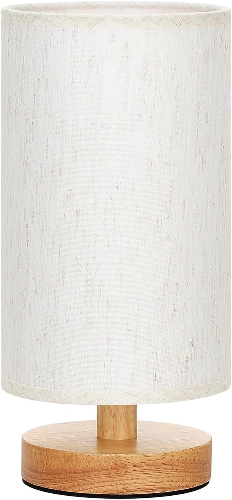 Small Table Lamp for Bedroom - Inline Control, Bedside Lamp with 3000K A15 LED Blub, Easy Assembly (Cream Shade - Wood Base, 9" Inline Control)