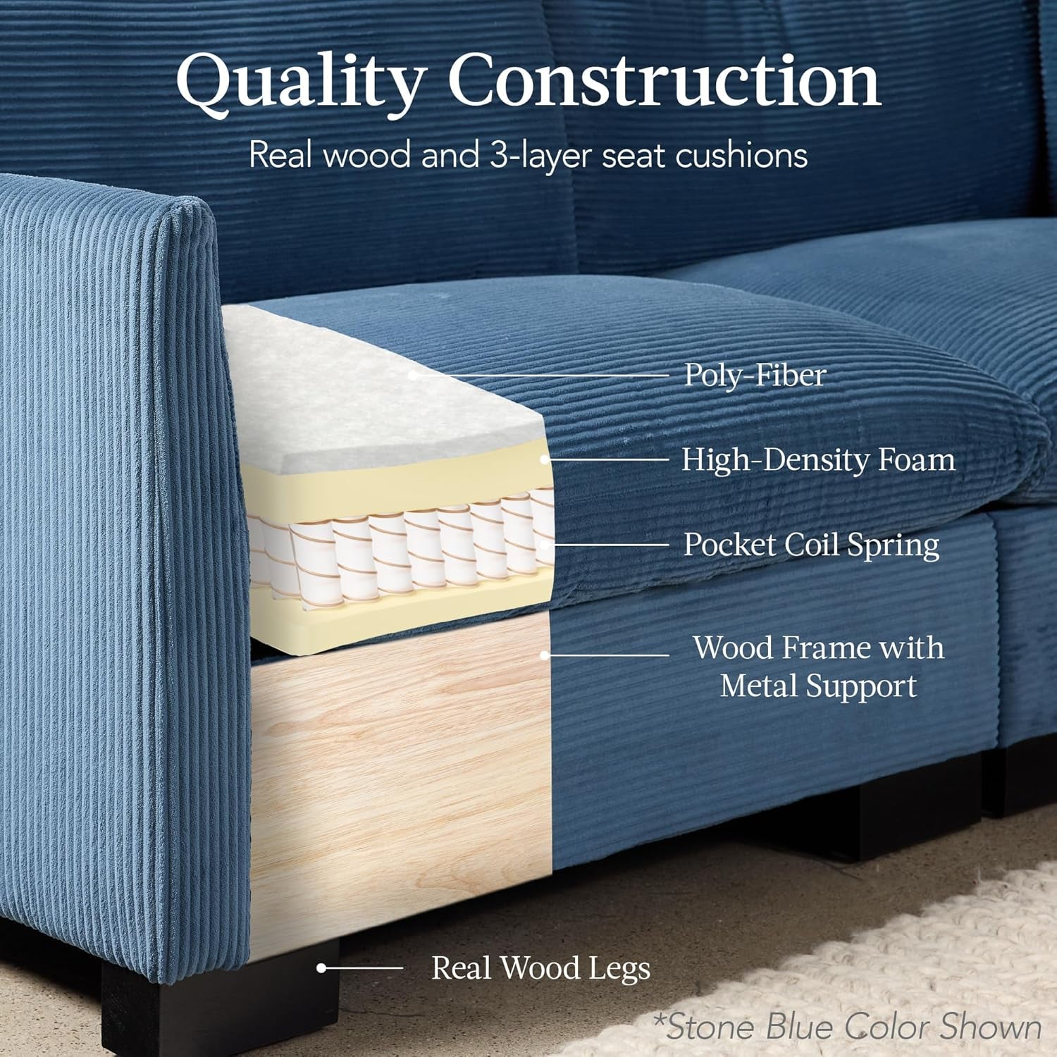 Modern Loveseat Sofa for Living Room, Corduroy Recliner, Removable Cover, Spring Cushions, Solid Wood Frame, Easy Assembly for Small Spaces, 82In – Moss Green